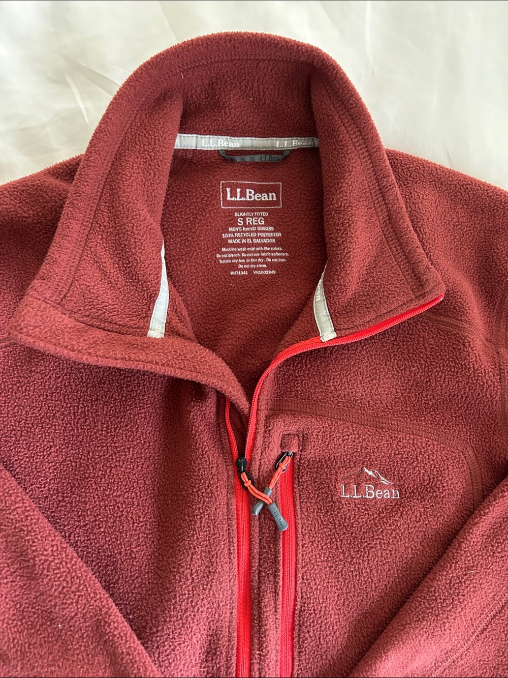 L.L. Bean Men's Deep Red Half-Zip Fleece Pullover
